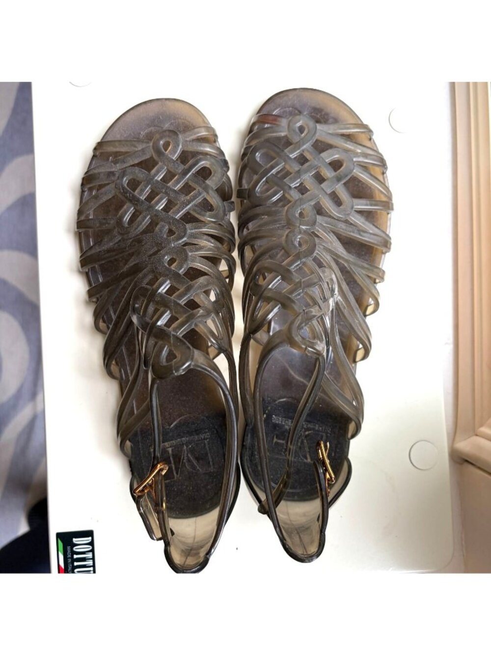 Diane Von Furstenberg DVF Jaya Love Knot Jelly Gladiator Sandal Gray Size 9M - Picture 3 of 10